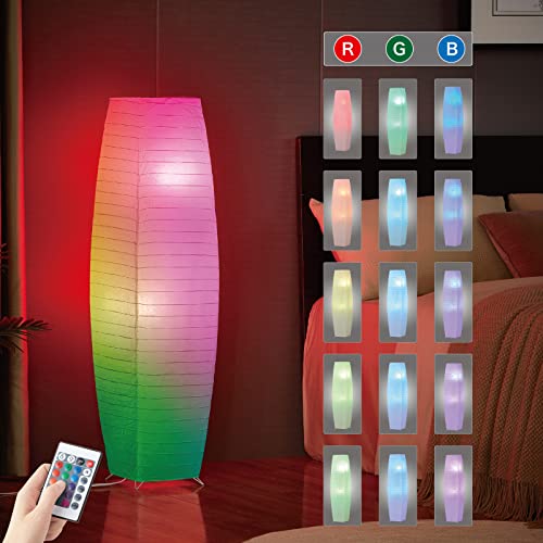 Lightaccents Alumni Paper Floor Lamp - Japanese Style Standing Lamp 50 Inches Tall With Chrome Base And White Paper Shade, On/Off Foot Switch - Color Changing Rgb Function #TOP5
