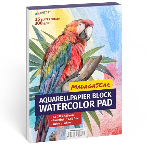 Tritart weißes A3 Aquarellpapier 300 g/m² - 35 Blatt...