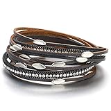 Esta es una elegante pulsera envuelta en múltiples capas de cristal de glamour de hojas, 39.0 cm de largo, tipo de hebilla magnética