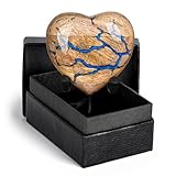 Heart Shaped Wooden Cremation Urns for Human Ashes - 3 Cubic Inches Funeral Memorial Urn for Women & Men - Blue Decorative Keepsake Burial Urn for Male or Female Memorial Display