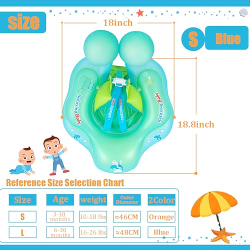 Baby Schwimmring für ab 3-12 Monate,Blau Aufblasbare Schwimmtrainer Schwimmhilfe Baby mit verstellbare Schultergurte,Pool Schwimmringe Babys Schwimmhilfen Schwimmsitz für Neugeborene Kleinkinder
