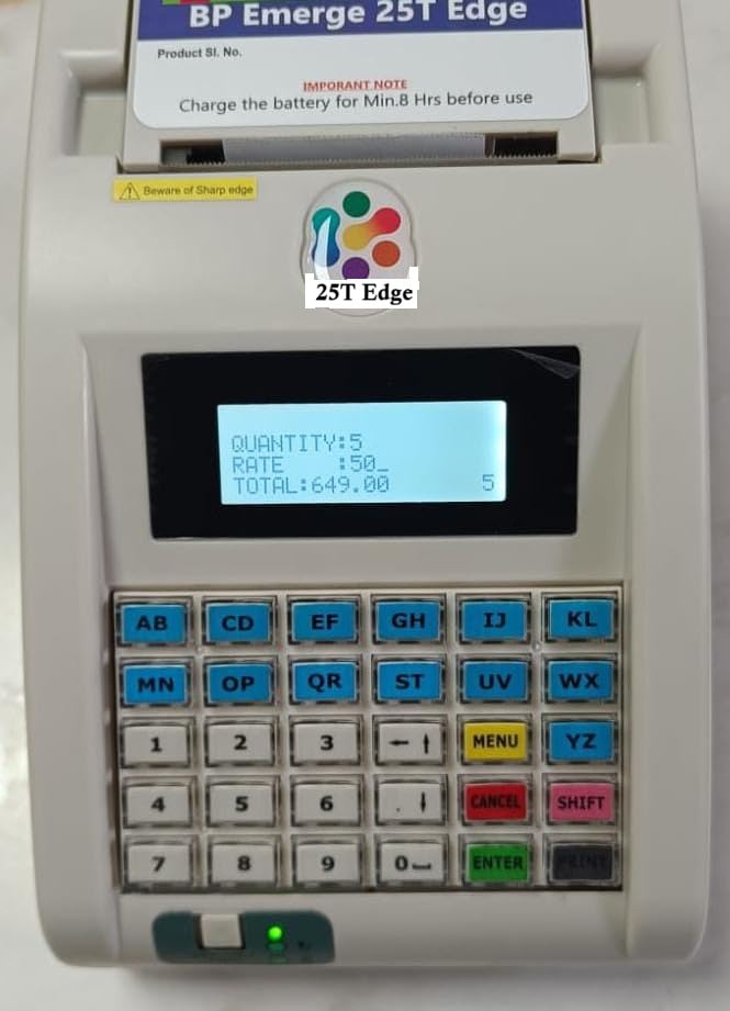 BP Emerge 25T Edge Billing Machine with Thermal Printer | Built-in Receipt Printer, LCD Display, Register & Calculator, Token Management, Rechargeable Battery-image-47