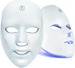 Máscara de Terapia LED, 7 Cores, para Tratamento Facial, Uso Doméstico e Viagem