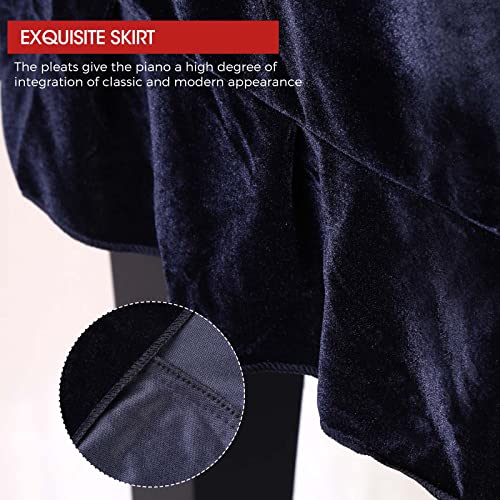 Monkeysell Full Piano Cover Cloth Art More Pleuche Decorated With Macrame For Universal Upright Vertical Piano Upright Piano Universal 118-131 (Black)（Not Include Chair Cover） #TOP3