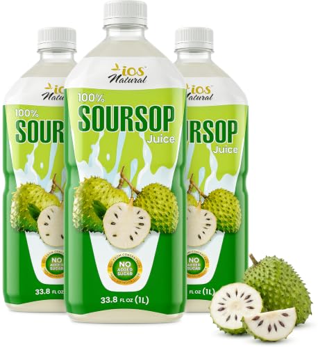 IOS Naturals 100% Soursop Juice, 33.8 oz (3 Pack)