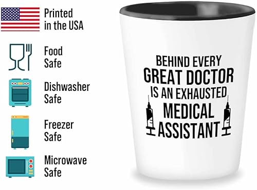 Miniatura 2 de Flairy Land Vaso de chupito de anatomía médica 1.5 oz - Asistente agotado - Médico Enfermera Terapeuta Farmacéutico Trabajador del Hospital