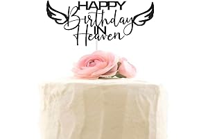 Happy Heavenly Birthday Decorations with Cake Topper Angel Wings