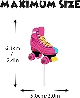 Vista 4 de 18 piezas de patines coloridos de hip hop con purpurina para postre para cupcakes de los años 80 y 90, estilo retro, hip hop, suministros