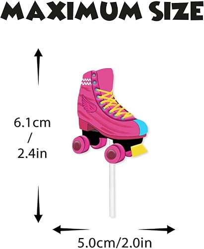 Miniatura 4 de 18 piezas de patines coloridos de hip hop con purpurina para postre para cupcakes de los años 80 y 90, estilo retro, hip hop, suministros