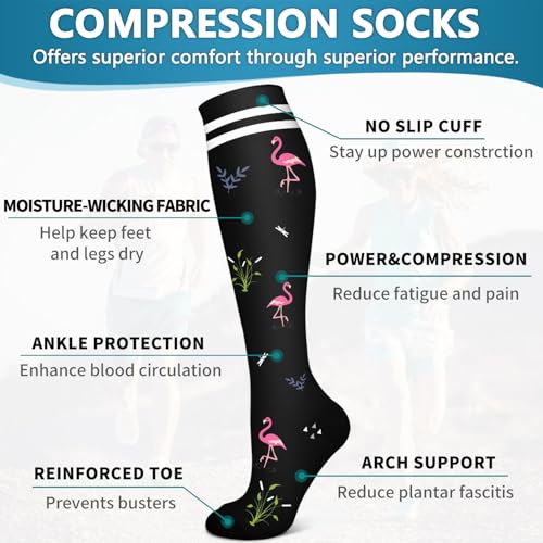 Image of Bluemaple 6 Pack Copper Compression Socks for Women and Men Circulation-Best Support for Medical, Running,Nursing,Athletic