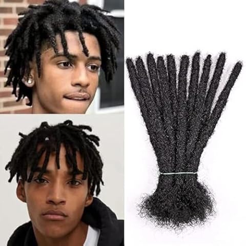 Amir Hair 6 Inch 0.8cm Thickness Loc Extensions Human Hair Dreadlock Extensions 20 Strands For Man And Women Full Handmade Human Hair Dreadlock Extensions (6 Inch 20 Strands,1B#) Cover