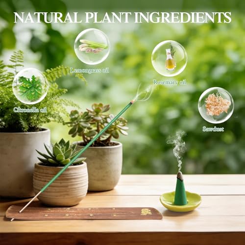 Citronella Räucherstäbchen & Räucherkegel Set,120 Stäbe,30 Kegel mit Halter – Natürlicher Duft aus Zitronengras für Garten,Terrasse, Balkon & Camping,Alternative zu Citronella Kerzen für Outdoor