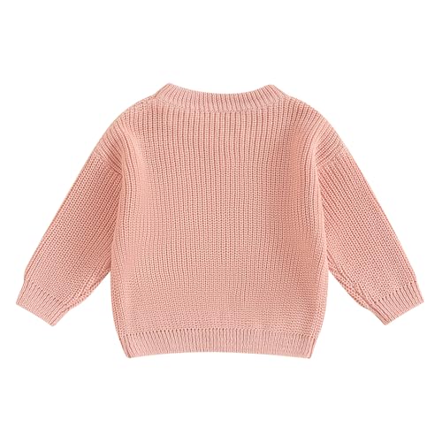 L&ieserram Baby Mädchen Jungen 1. Geburtstag Gestrickt Pullover Jumper Langarm Strickpullover Pulli Kleinkinder Kleidung Outfit Knitted Sweater 1 Jahr (Gänseblümchen - Pink, 12-18 Months)
