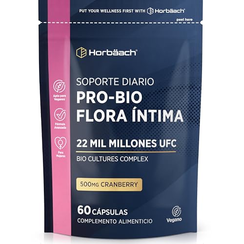 Pro-bio Mujer Flora Íntima 22 Mil Millones UFC con Arándano Rojo| Balance Interior con lactobacillus Reuteri + Extracto de Arándano Rojo | de Horbaach