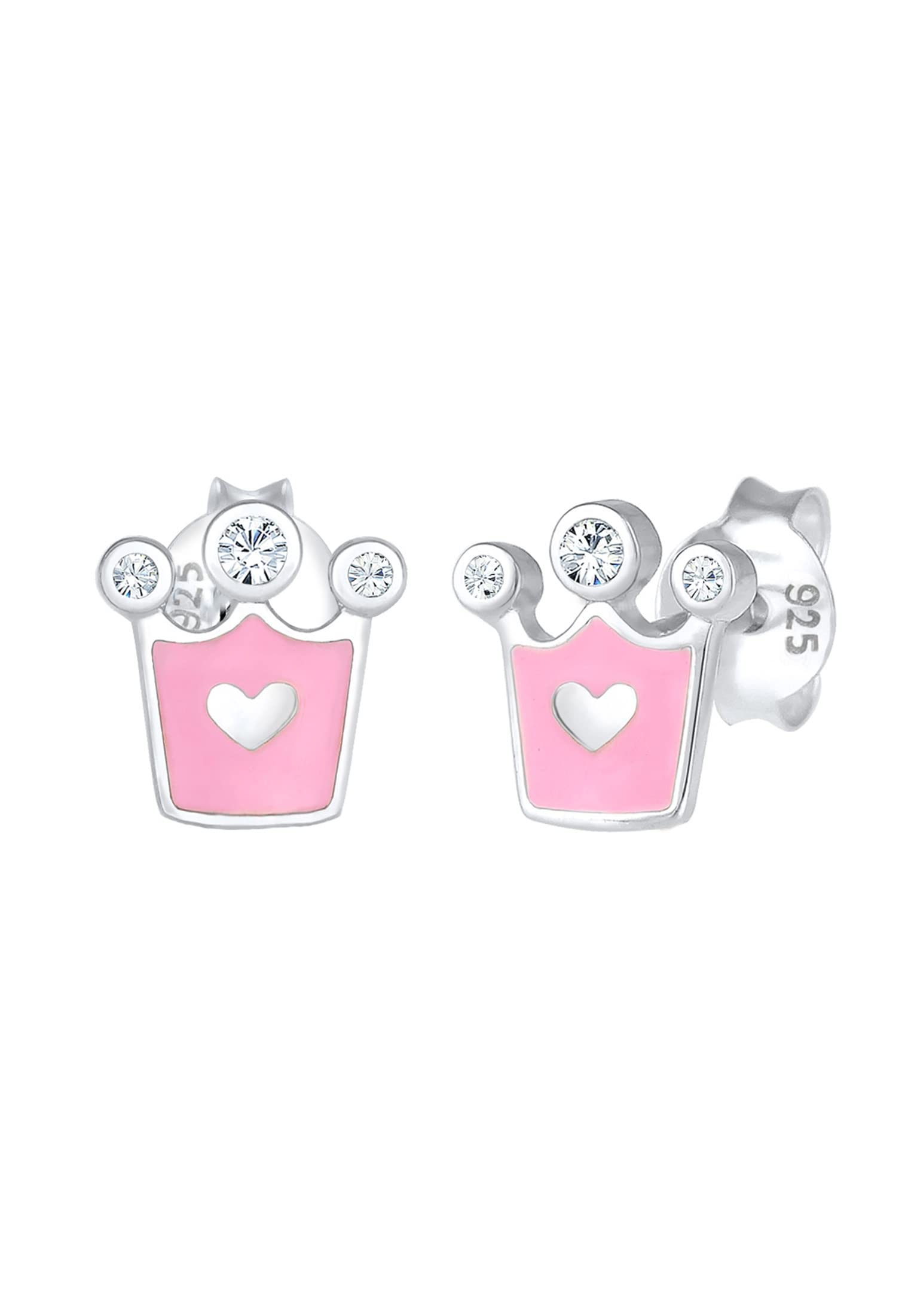 Elli Earrings Heart Crown Crystals 925 Sterling Silver