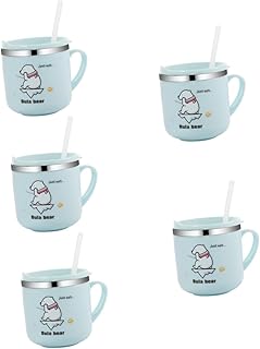 VILLCASE 5 Peças Copo Com Canudinho Copo De Palha Infantil Canudos De Silicone Copo De Palha Caneca De Bebê Garrafa Esportiva Derramamento Copos De Bebê Copos De Aço Inoxidável Copos De