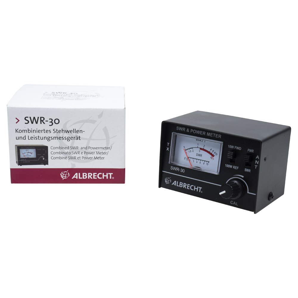Albrecht Wattmètre ROS-mètre SWR 30, Mesure de Calibrage d'Antenne, Gamme de Fréquences 3,5-50 MHz, ROS 1:1-1:3, Impédance 50 Ohm, Dimensions 85 x 55 x 30 mm