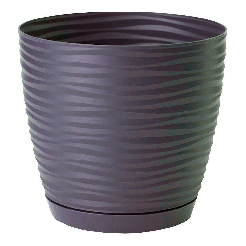 Home Garden Ornaments Stone Wave Plant Pots Indoor – Indoor Plant Pot With 3D Effect, Drainage Holes, And Integrated Saucer, Plastic Flower Pots (Diameter: 17Cm, Colour: )