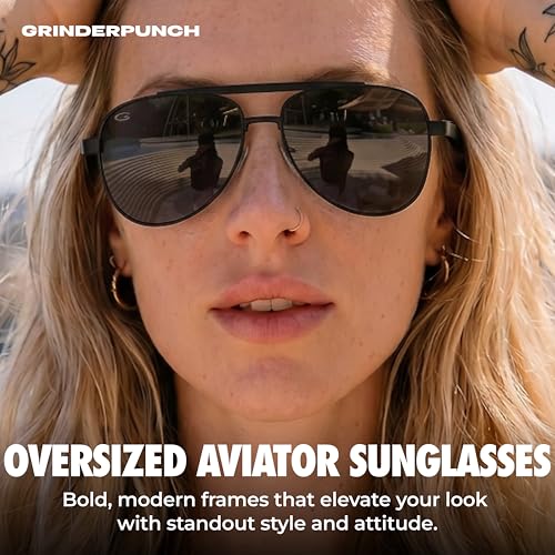Image of grinderPUNCH Polarized Aviator Sunglasses Men Women Retro Vintage Square Pilot Sun Glasses UV400 Protection
