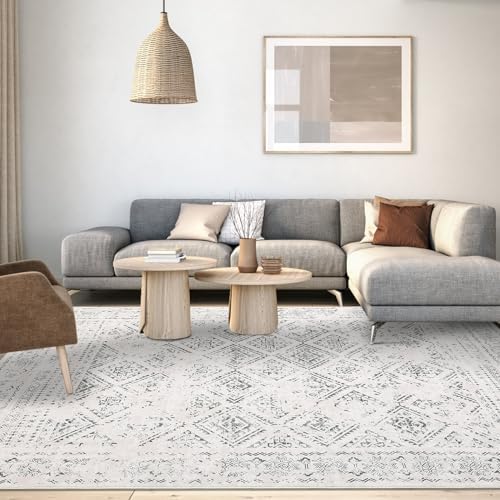 GarveeHome 5x7 Distressed Boho Washable Indoor Soft Low Pile Non-...