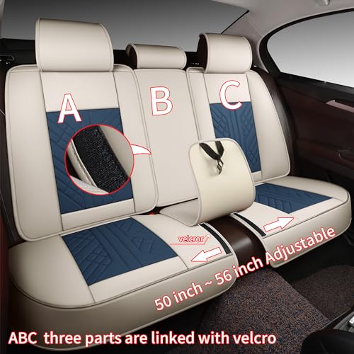 Image of GXT Bench Seat Cover, Premium Faux Leather Bench Seat Covers for Trucks - Universal Fit for Most Sedans SUV Pick-up Truck, Durable for Long Lasting Protection(White and Blue)