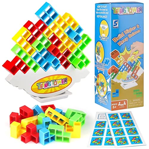 Demarsen Tetra Tower Spiel, Stapeln Spielzeug für Kinder, Lustige stapelspiel Spielzeug, Tetris Balance Spielzeug Tower Game für Jungen und Mädchen ab Jahre 3+