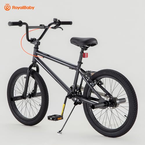 Image of RoyalBaby Kids BMX Bike 20 24 Inch, Professional Aluminum (Silver) or Sturdy Steel (Red /Black), Freestyle Street Bicycle for Beginners & Advanced Riders, Easy Assembly