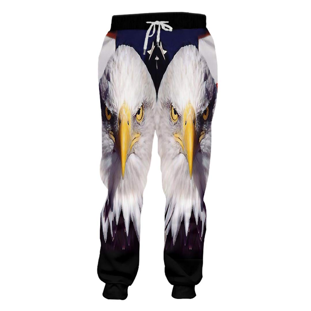 Homme Loose 3D Harem Pants Printed American Flag Eagle Sweatpants