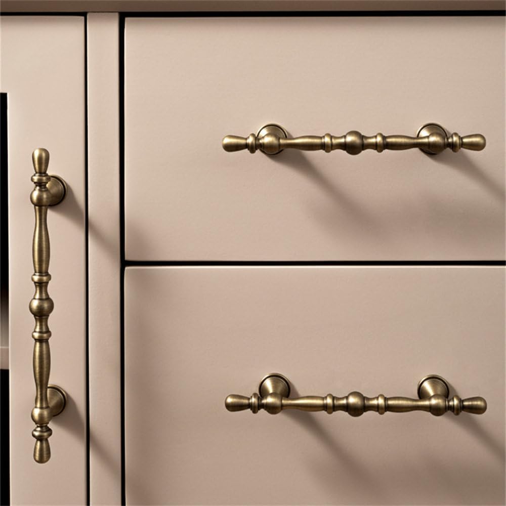 アンティーク真鍮家具ハンドル キッチンキャビネットノブ アクセサリー ワードローブと引き出し用ハンドル レトロブロンズプル ブロンズ