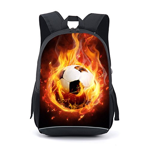 xufei Football Backpack Combustion Pattern School Bookbags for Kids (Burning notes 2)