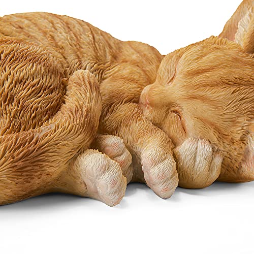 Bositigo SLEEPING TABBY CAT STATUE Sleeping Orange Tabby Cat Garden Statue Decor 8.27"L, Resin Realistic Cat Sculptures Gift thumb #4