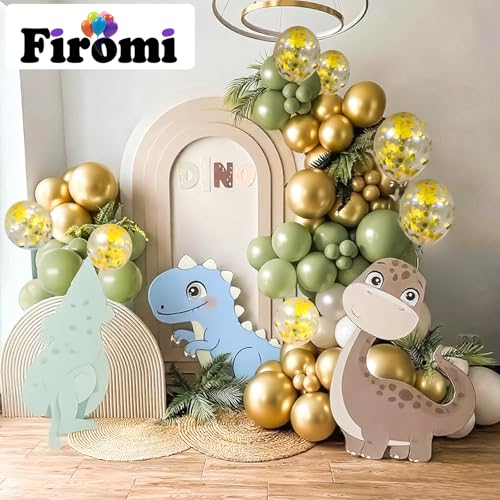 Image of Firomi Metallic Chrome Gold and Sage Begie Balloons Set 12-inch 70 Pack