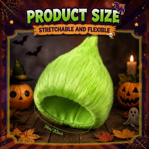 Image of Geyoga 1 Pcs Funny Wig Crazy Hair for Halloween Party,Fluorescent Green