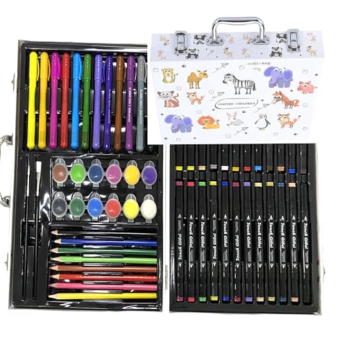 Maletín de Pinturas Premium con Caja Rígida. Set de Arte 58 Piezas. Kit de Pintura Completo. Perfecto para Regalo.