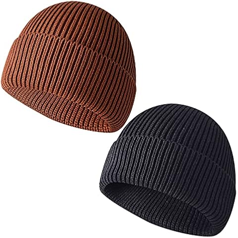Peicees 2 Pack Beanie for Men Women Teens Slouchy Knit Beanie Hats Warm Winter Skull Caps for Outdoor Running Ski Snowboard, Black+coffee, One Size Cover