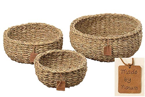 Meinposten 3 Körbe runder Korb Seegras Aufbewahrungskorb Dekokorb Natur braun rund Körbchen