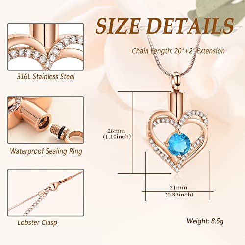 Minicremation Cremation Urn Necklace for Ashes Cremation Jewelry Heart Urn Necklace for Women Girls Birthstone Memorial Jewelry Pendant for Ashes for Human Pet - Image 2