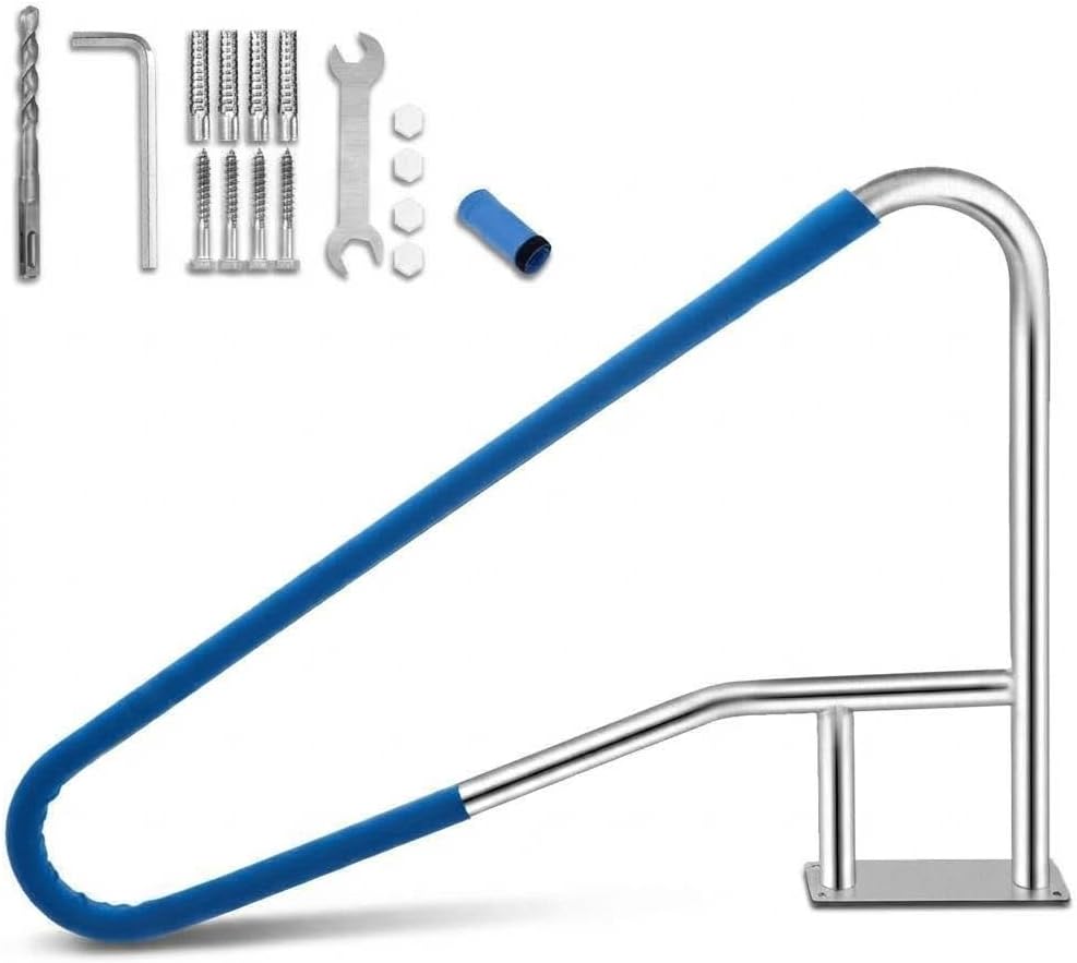 Stainless Steel Pool Handrail for Inground Pools – Heavy Duty 375 lbs Load – Non-Slip Grip – Quick Mount Base – Safety Stair Rail for Pools, Bathtubs – Size: 54 x 36 in