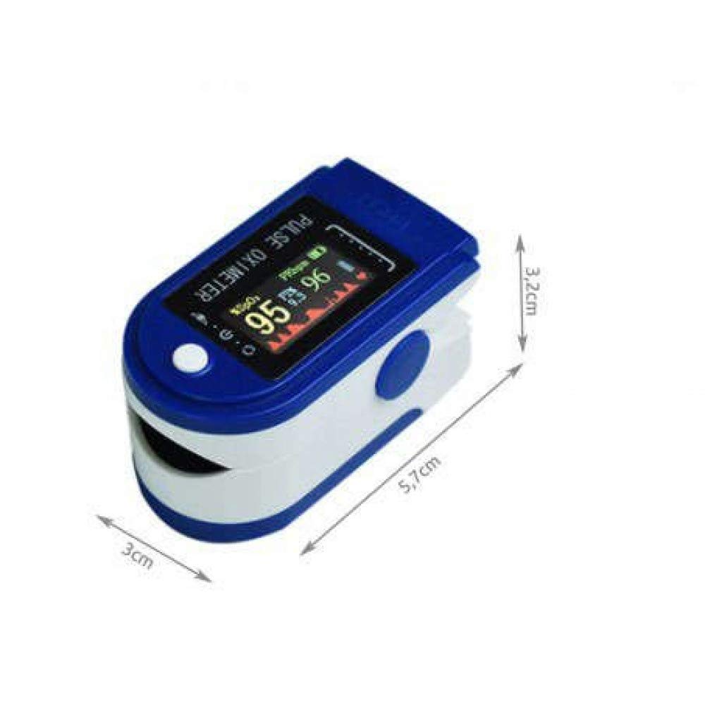 ISO TRADE Pulsoximeter Finger Oximeter Blut-Sauerstoff-Monitor SpO2 Messgerät 70% - 100% SpO2 2 AAA Batterien Blau