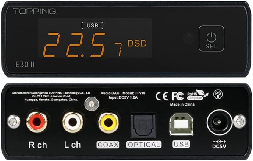 DAC Topping E30 II - Convertitore Digitale-Analogico, AK4493S, USB/Ottico/Coassiale, Per Hi-Fi - Foto 12