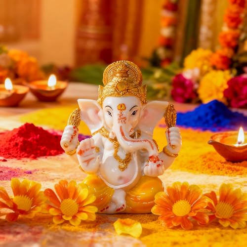 BangBangDa Indian Ganesh Idol Car Dashboard - Hindu Ganesha Statue Elephant God India Ganpati Lord Murti Mandir Diwali Gifts Yoga Zen Meditation Room Altar Shrine Kit Temple Puja Pooja Items Decor