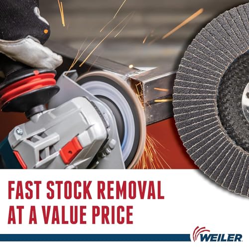 Image of Weiler 31346 Wolverine 4-1 /2 inch x 7 /8 inch Arbor Hole Abrasive Flap Disc, 80 Grit Zirconia Alumina, Bevel Type 29, Phenolic Backing, Standard Density (Pack of 10)