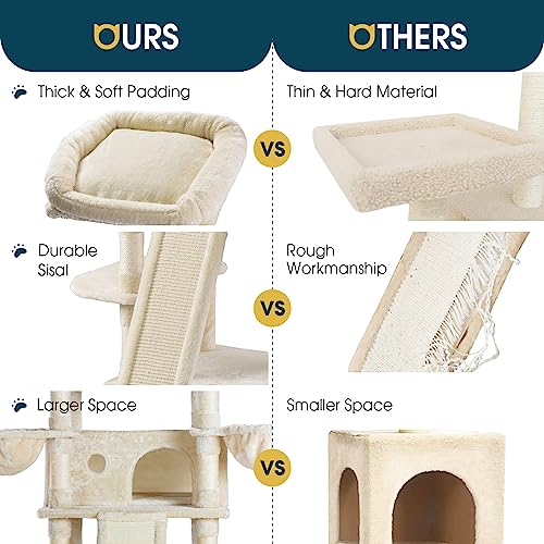 Árbol para gatos grande multi-niveles 68 pulgadas beige miniatura 6