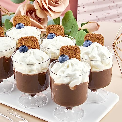 TOFLEN 5 Oz Mini Dessert Cups with Spoons 80 Pcs I Serves 40 I Small Plastic Dessert Goblets Wine Glasses Party Serving Cups for Appetizers, Mousse, Dessert Shot Glasses - Thumbnail 6