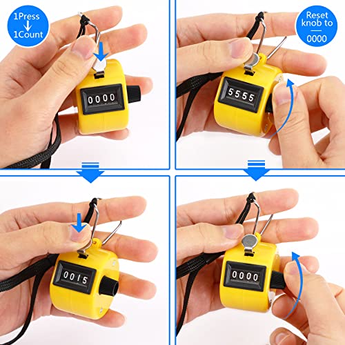 image for PETKNOWS Colors Handheld Tally Counter Clicker, 5 Pcs 4 Digital Number
