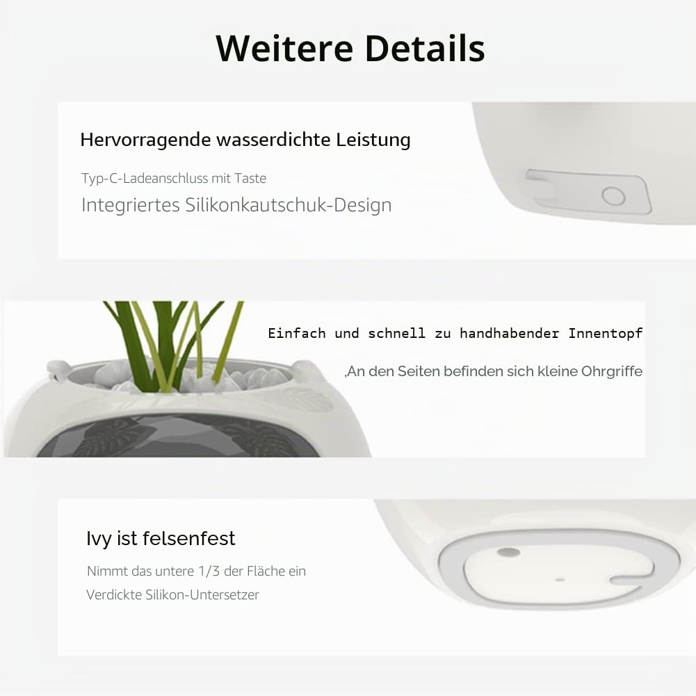 Niedlicher Intelligenter Blumentopf, Interaktiver Blumentopf, Multifunktional, Intelligent, 10 cm Pflanzt?pfe F¨¹r Den Innenbereich, Geschenk, F¨¹r Sukkulenten und Andere (wei?)