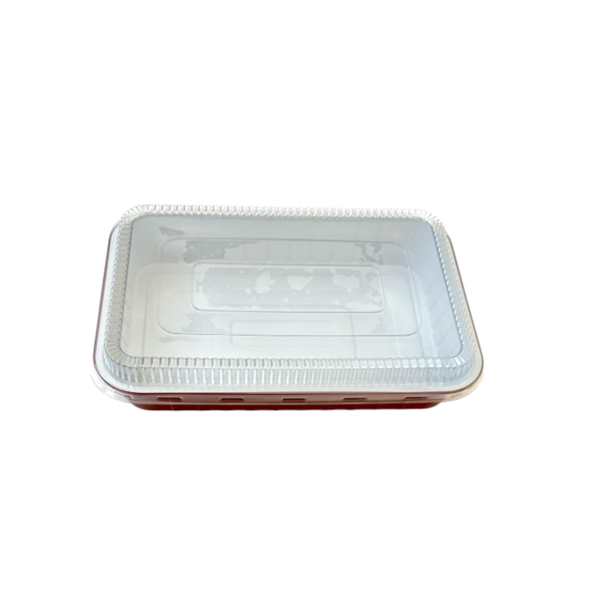 Contenitori Premium in alluminio laccati terracotta con coperchio in pet trasparente (1530cc)