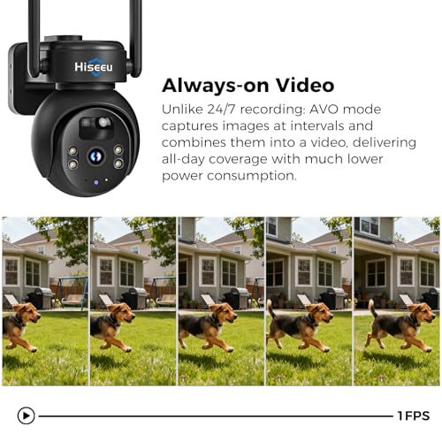 Hiseeu 4G LTE Cellular Security Camera Solar Powered, No WiFi Security Camera Wireless Outdoor, 24/7, PIR Motion, 2 Way Talk, 360° PT, 2K Color Night Vision, 32G SD & SIM Card Included - image 5