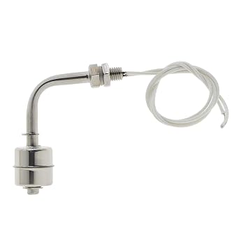 Angle Float Switch Stainless Steel NO NC Adjustable Water Level Sensor Fish Tank L Shaped Side Mounted M10x1.5mm,DC100V