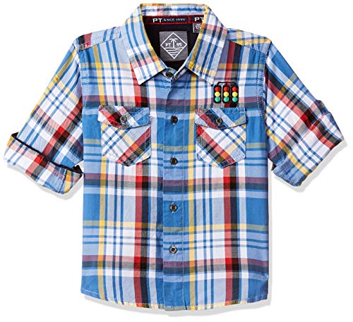 Image of Gini & Jony Baby-Boy's Floral Regular fit Shirt (131246520123 C603 Blue 18-24 Months Months-24